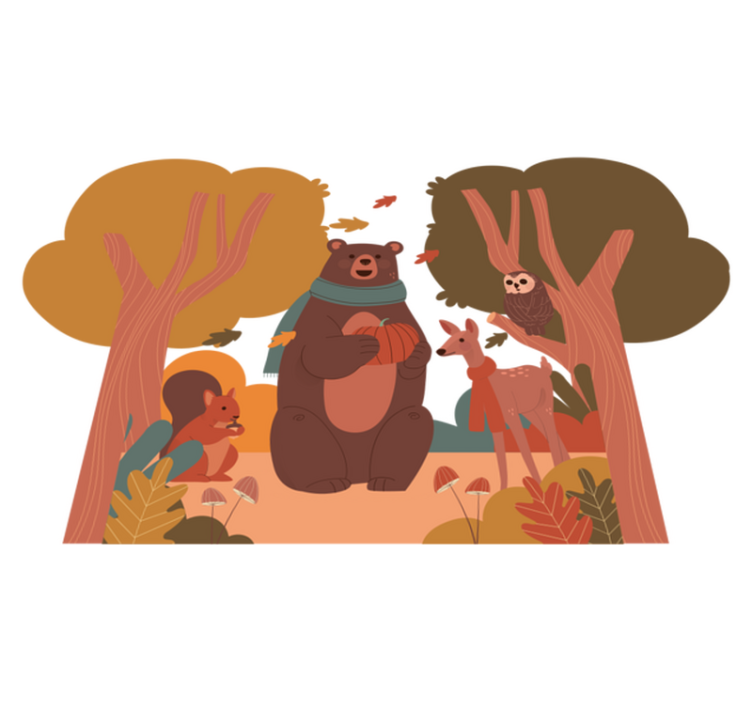 비닐 카펫 동물 가을 숲속 생물 - TenStickers