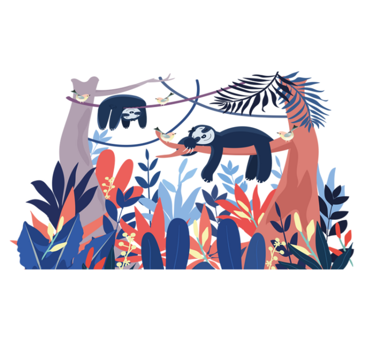 비닐 카펫 동물 장난스러운 나무늘보 장면 - TenStickers