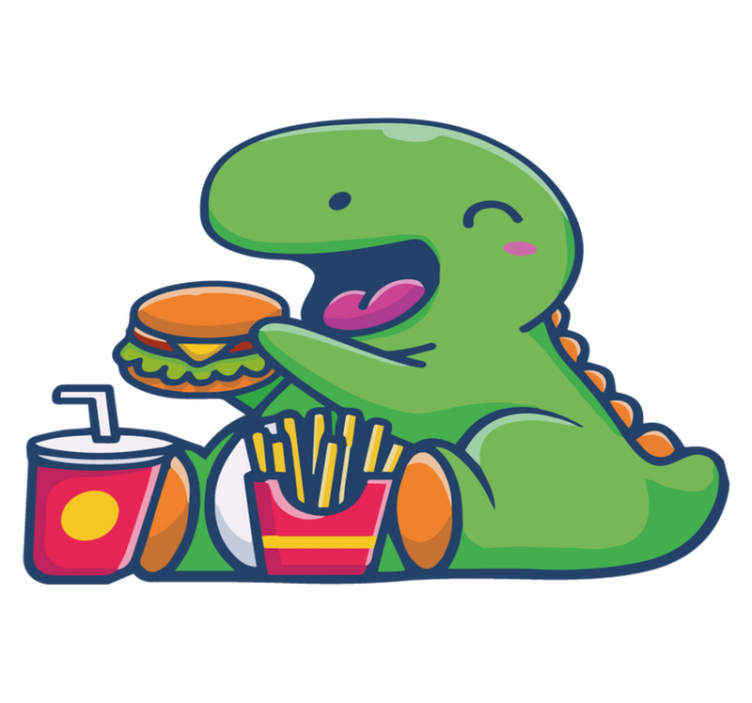 비닐 카펫 동물 행복한 초록 공룡 - TenStickers