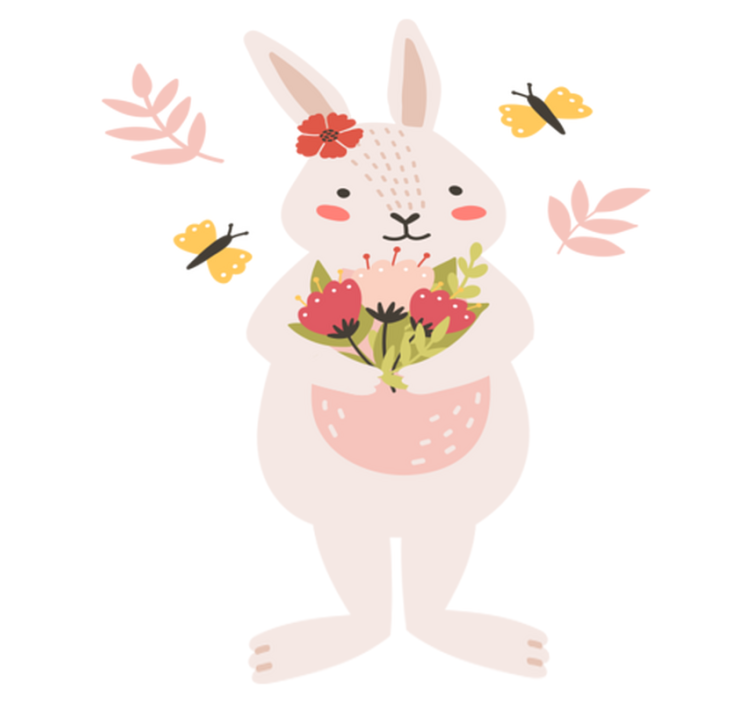 비닐 카펫 동물 사랑스러운 토끼 아트워크 - TenStickers