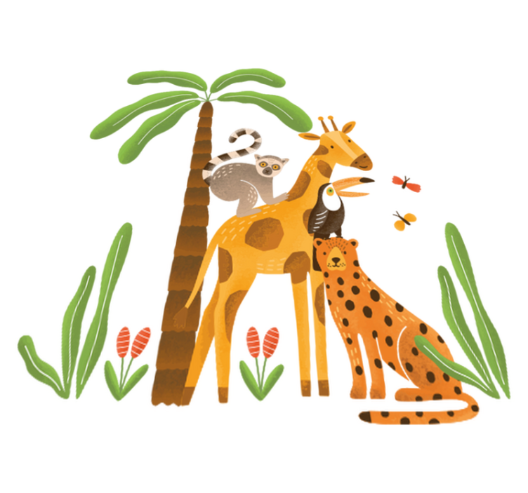 비닐 카펫 동물 기발한 정글 배경 - TenStickers