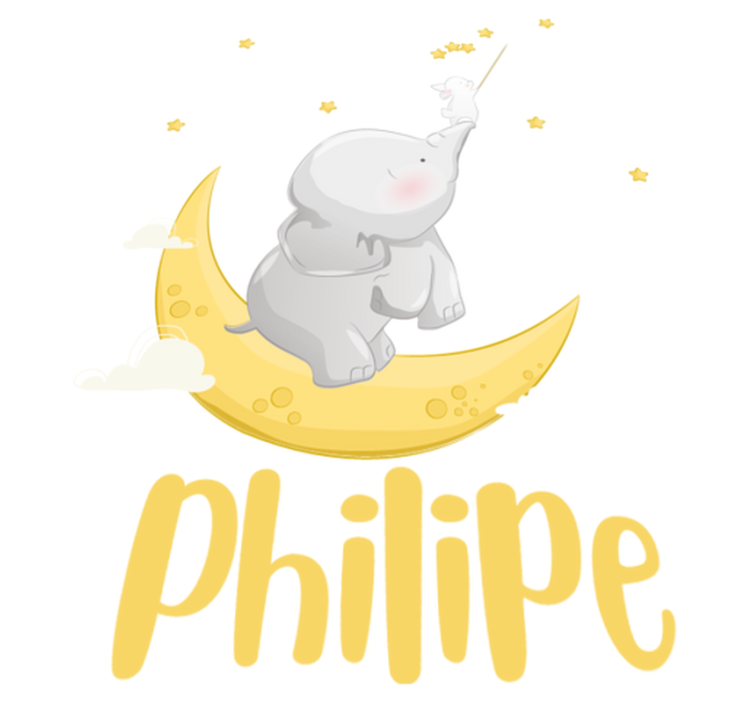 비닐 카펫 동물 맞춤형 이름 코끼리와 토끼가 잡는 스토리 - TenStickers