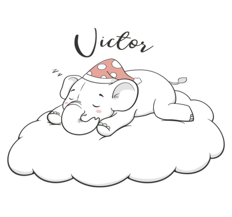 비닐 카펫 동물 구름 속 코끼리 이름 있는 디자인 - TenStickers