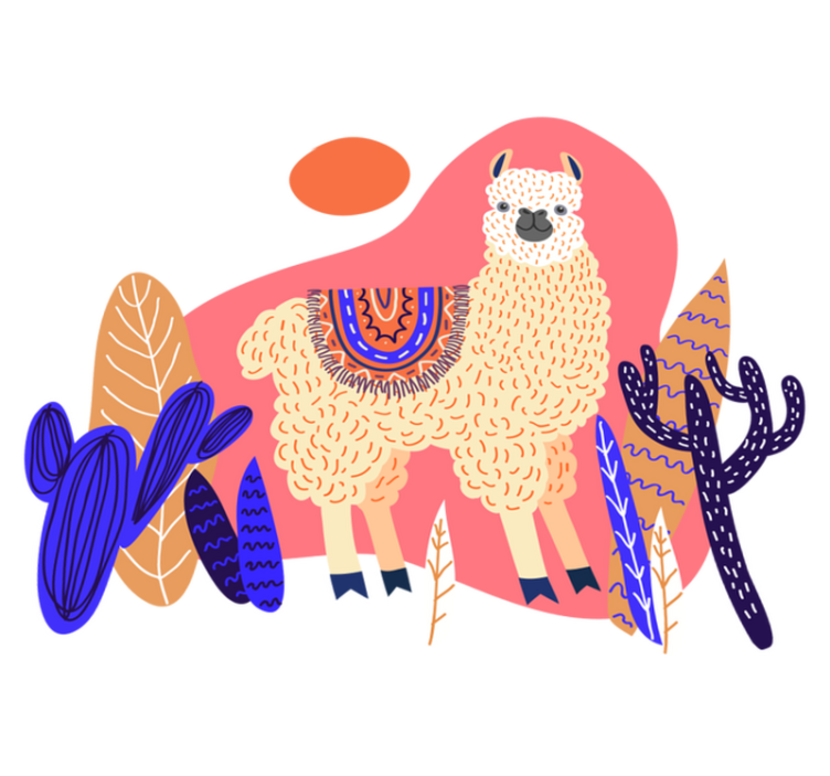 비닐 카펫 동물 페루의 라마와 선인장 - TenStickers