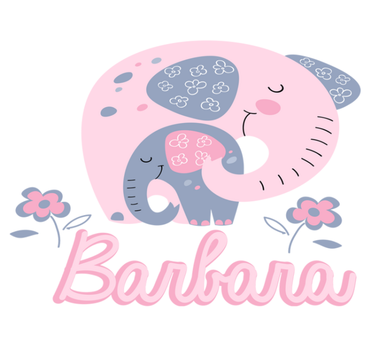 비닐 카펫 동물 하트와 이름이 있는 코끼리 - TenStickers