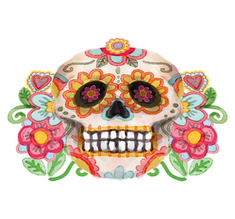 할로윈 비닐 카펫 아쿠아렐라 플로랄 해골 - TenStickers