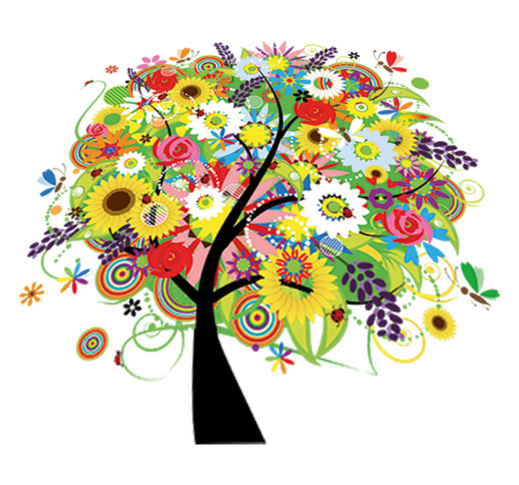 비닐 카펫 꽃과 식물 여름 나무 - TenStickers