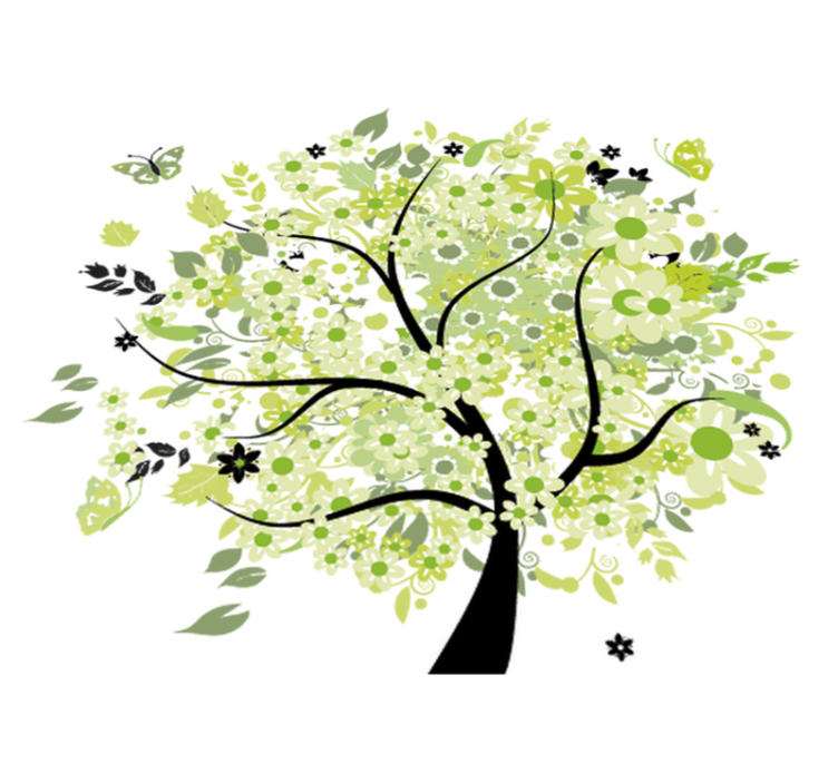 비닐 카펫 꽃과 식물 녹색 봄 나무 - TenStickers