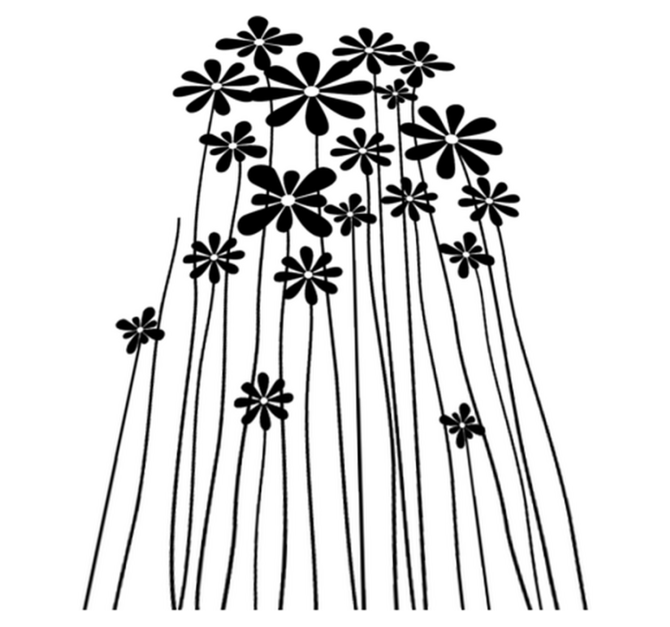 비닐 카펫 꽃과 식물 검은 큰 꽃 - TenStickers