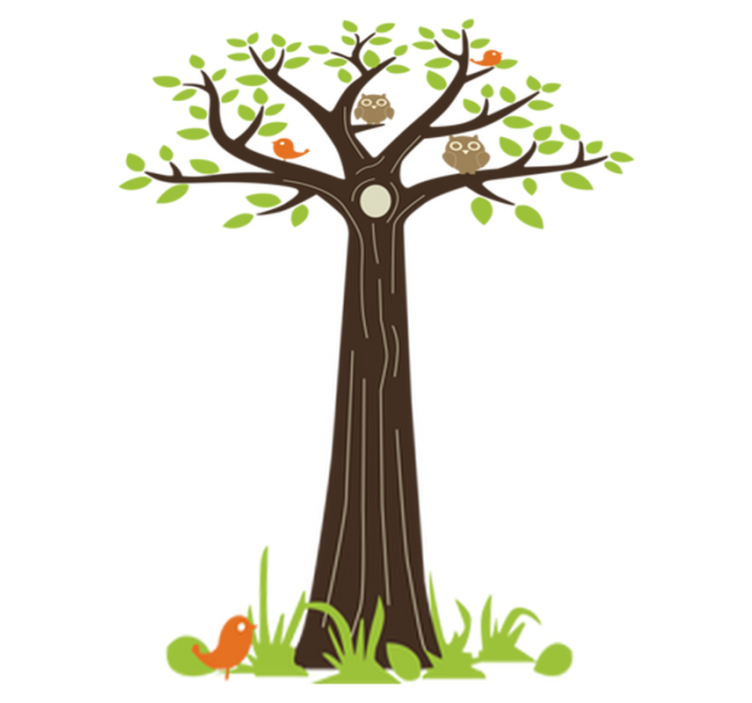 비닐 카펫 꽃과 식물 올빼미와 나무 - TenStickers