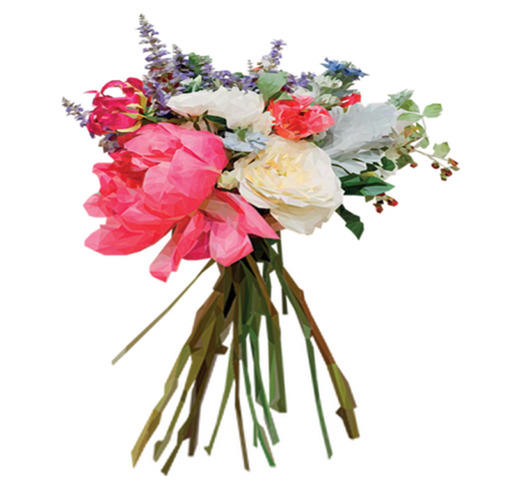 비닐 카펫 꽃과 식물 기하학적 부케 - TenStickers