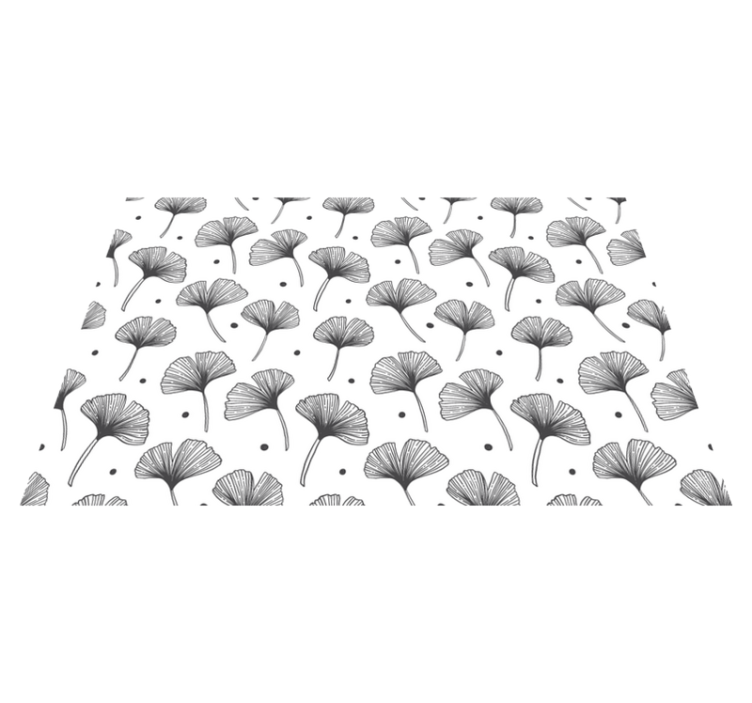 비닐 카펫 꽃과 식물 은행나무잎 흰색 패턴 - TenStickers