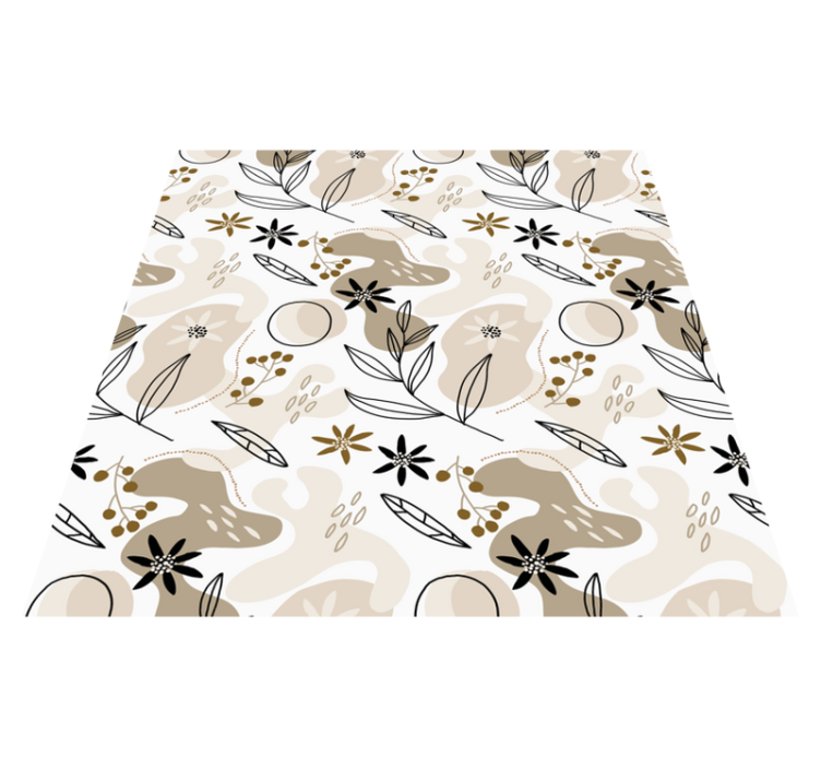 비닐 카펫 꽃과 식물 핑크와 베이지 잎 패턴 - TenStickers