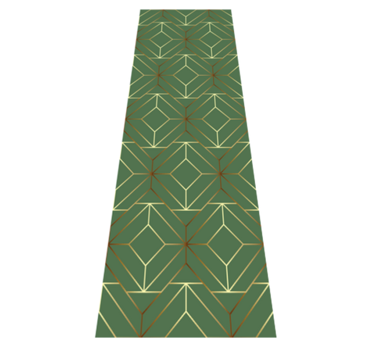 기하학적 효과 비닐 카펫 금색 테두리의 메탈릭 초록 사각형 - TenStickers
