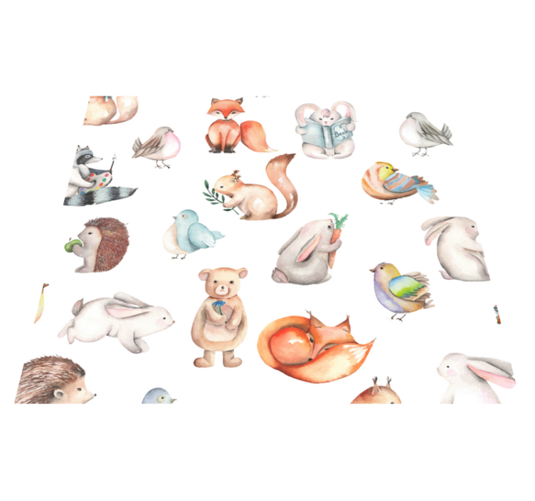 어린 이용 비닐 카펫 간단한 숲속 동물들 - TenStickers