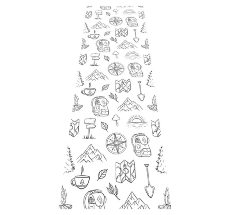 침실용 비닐 카펫 손으로 그린 나침반과 산악 소품 - TenStickers