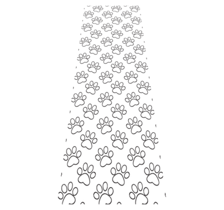 침실용 비닐 카펫 검은색과 흰색 고양이 발자국 패턴 - TenStickers