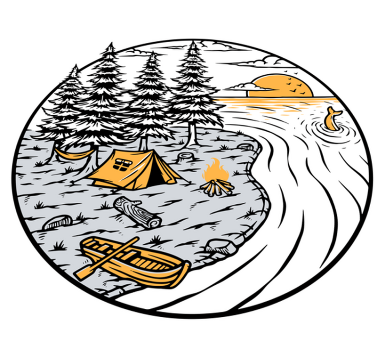 비닐 카펫 자연 캠핑카 노란 풍경 배지 - TenStickers