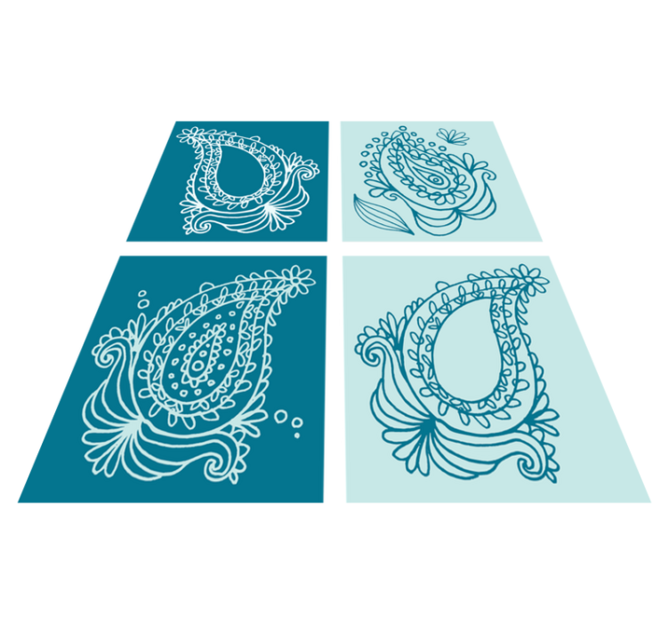 비닐 카펫 자연 페이즐리 패턴 타일 - TenStickers