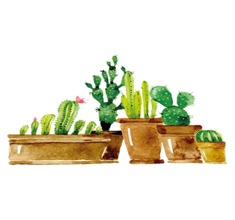 비닐 카펫 꽃과 식물 수제 선인장 정원 - TenStickers