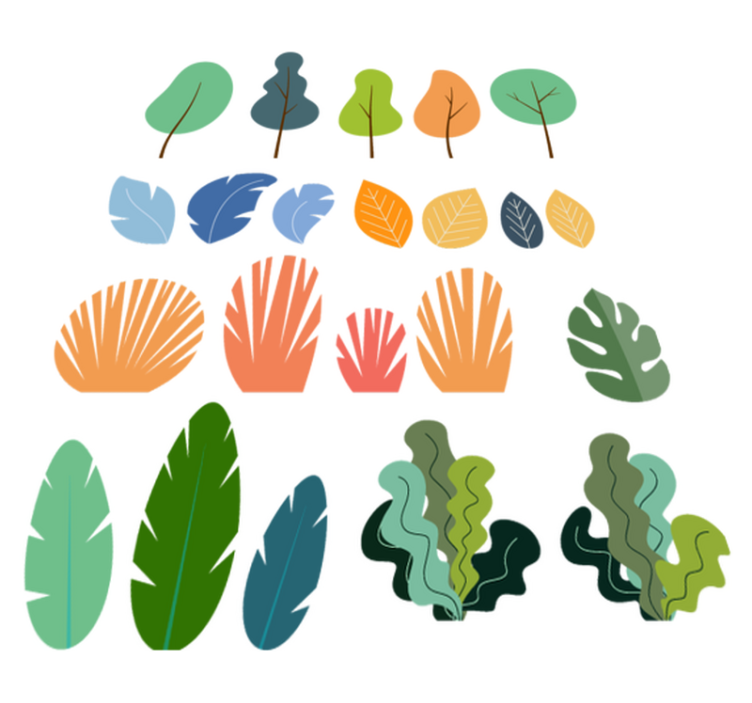 비닐 카펫 꽃과 식물 열대 식물 잎 팩 - TenStickers