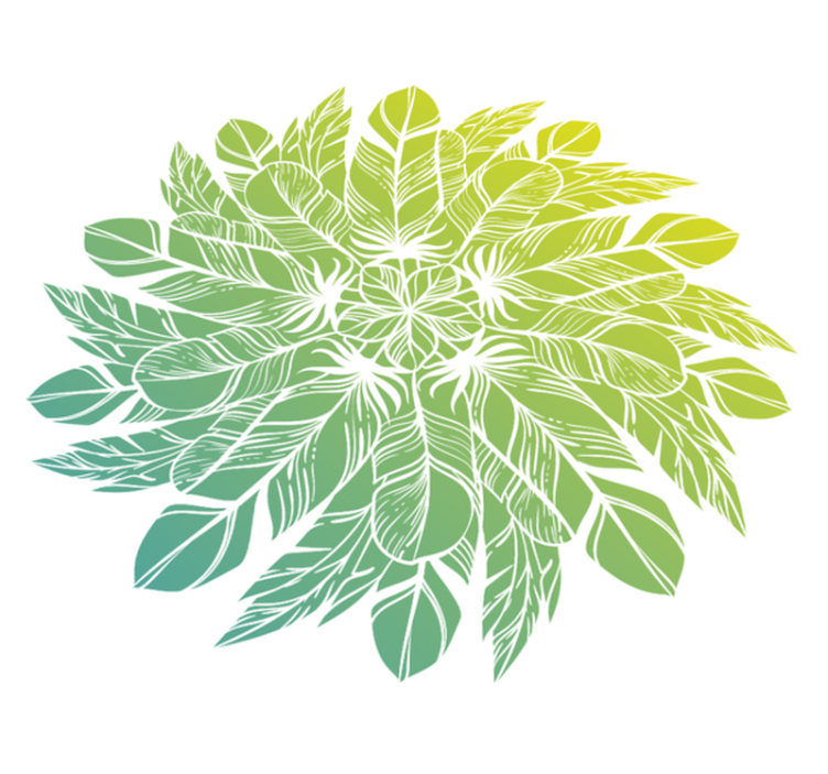 비닐 카펫 꽃과 식물 잎이 둥글게 배열된 패턴 - TenStickers