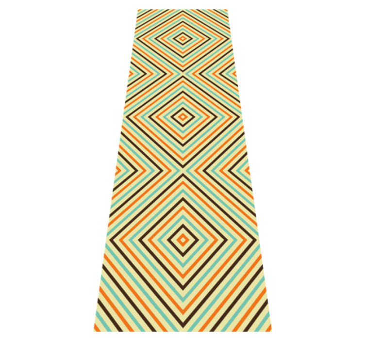 침실용 비닐 카펫 빈티지 주황색과 파란색 패턴 - TenStickers