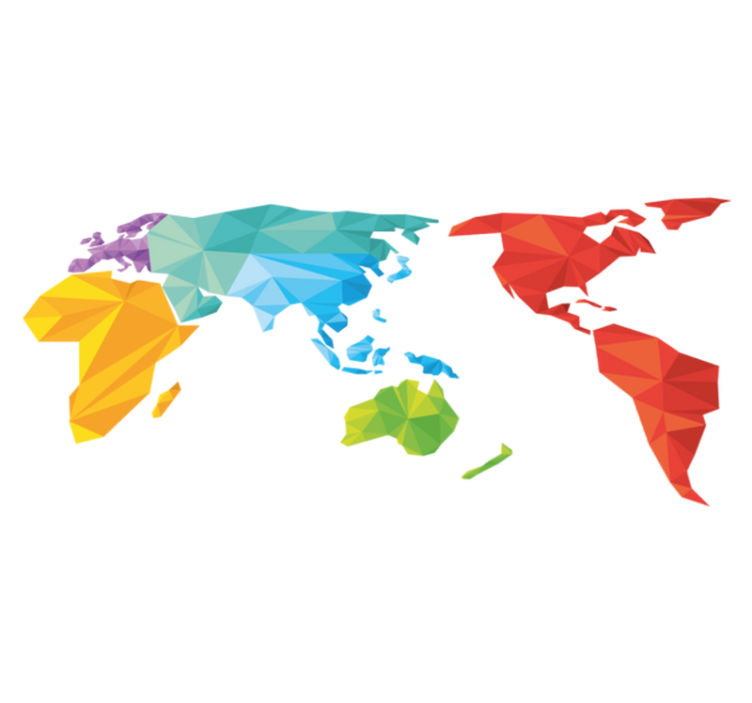 기하학적 효과 비닐 카펫 세계지도 기하학적 색상 - TenStickers