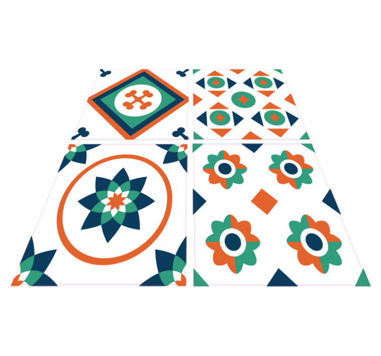 기하학적 효과 비닐 카펫 기하학 타일 - TenStickers