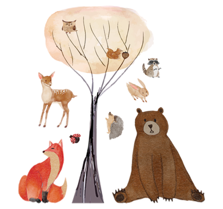 어린 이용 비닐 카펫 숲속 동물과 나무 - TenStickers