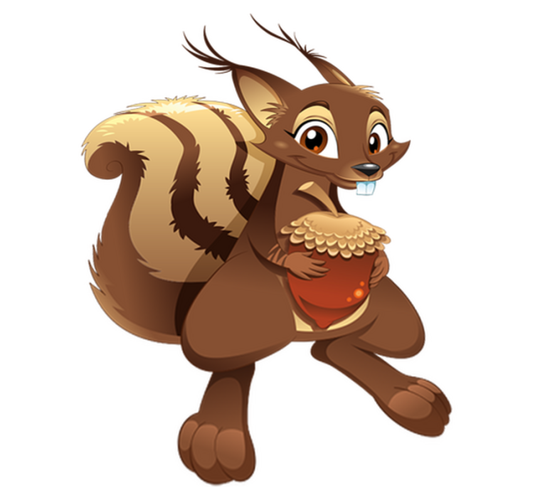 어린 이용 비닐 카펫 다람쥐와 도토리 - TenStickers