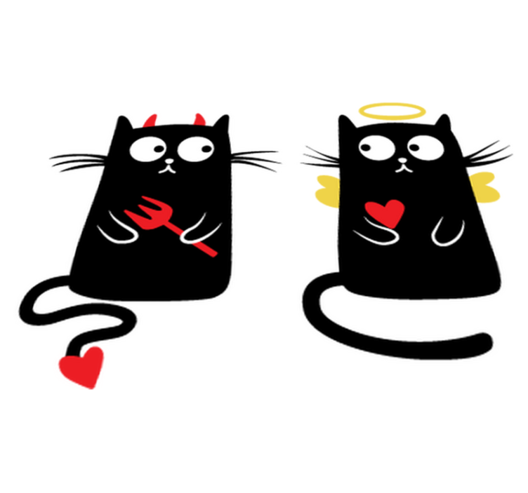 어린 이용 비닐 카펫 좋은 고양이와 나쁜 고양이 디자인 - TenStickers