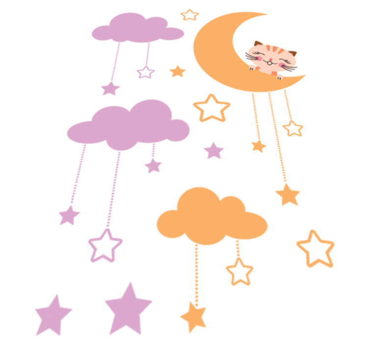 어린 이용 비닐 카펫 고양이와 달 스티커 - TenStickers