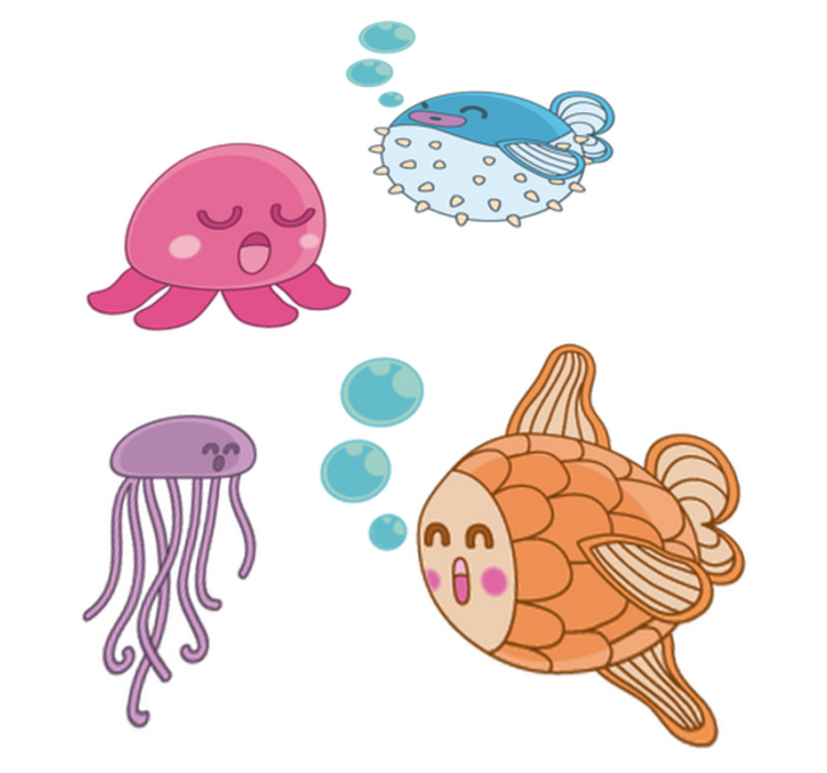 어린 이용 비닐 카펫 물고기 일러스트 스티커 - TenStickers