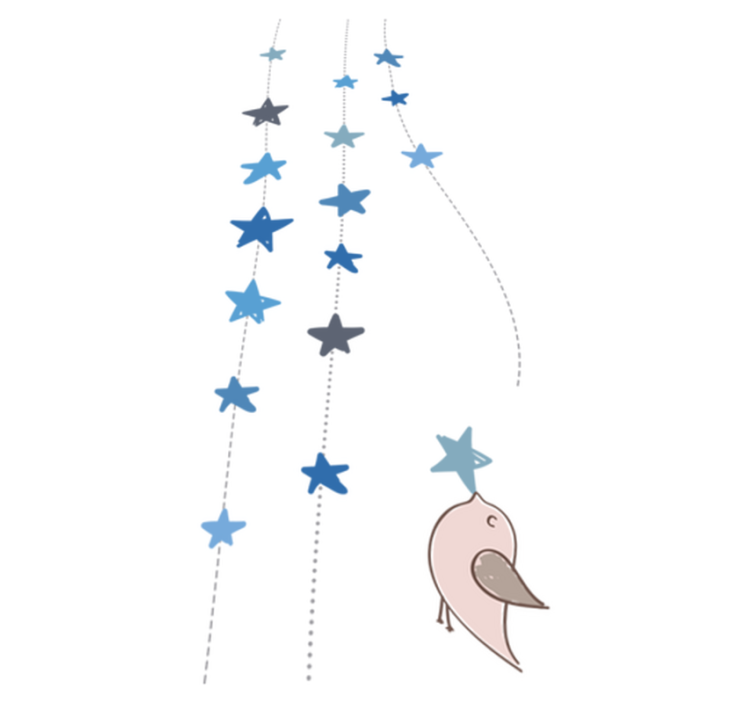 어린 이용 비닐 카펫 파란 별과 새 - TenStickers