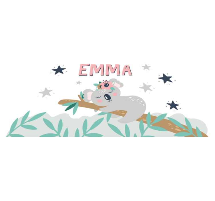 어린 이용 비닐 카펫 이름이 있는 귀여운 코알라 - TenStickers