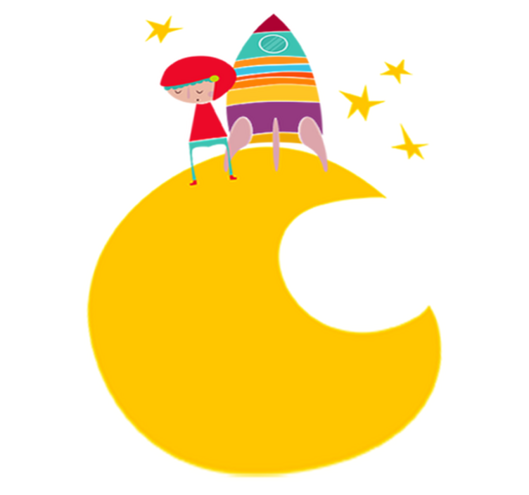 어린 이용 비닐 카펫 우주비행사와 달에서 놀기 - TenStickers