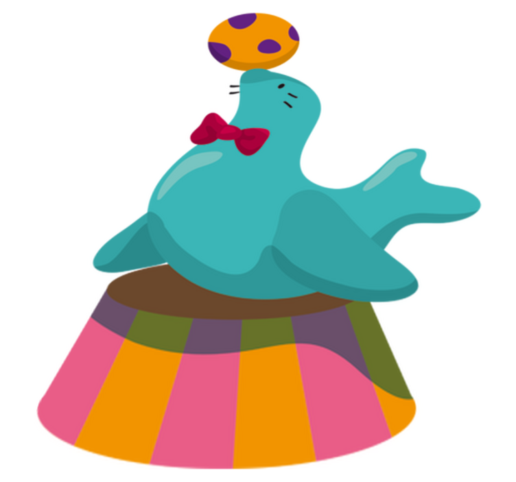 어린 이용 비닐 카펫 서커스 공을 가진 바다코끼리 - TenStickers