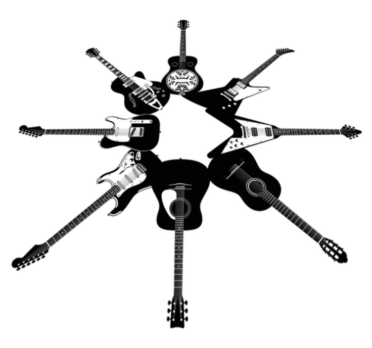 침실용 비닐 카펫 기타가 원형으로 디자인 - TenStickers