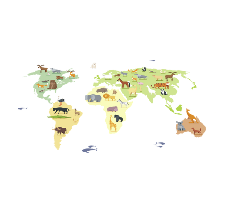 침실용 비닐 카펫 대륙의 다채로운 동물들 - TenStickers