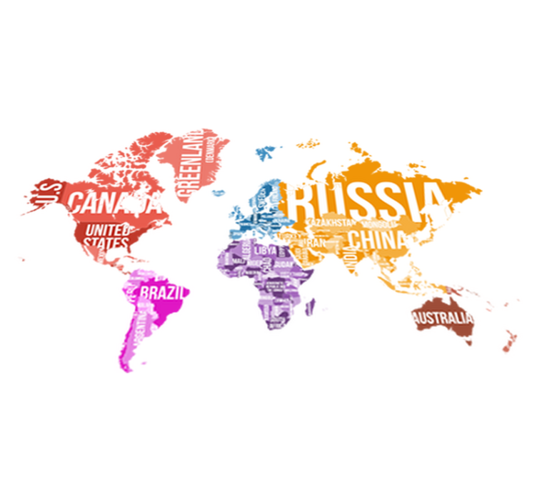 세계 지도 비닐 카펫 세계지도 이름과 경계 - TenStickers