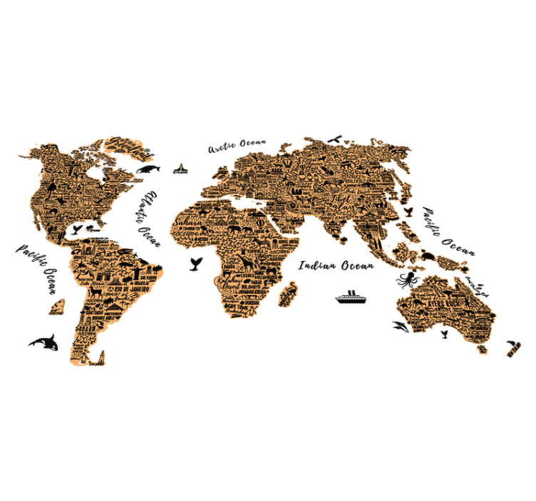 세계 지도 비닐 카펫 텍스트 프로필 비닐 - TenStickers