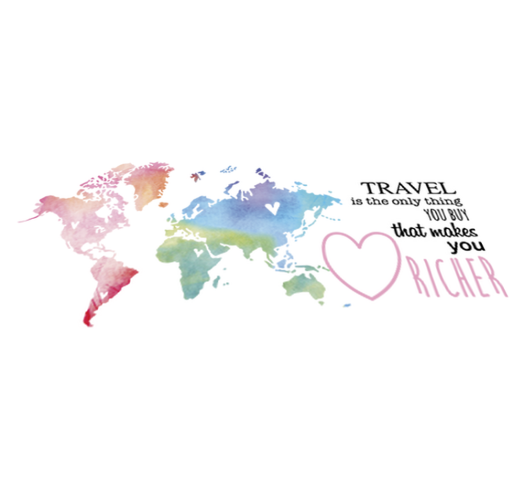 세계 지도 비닐 카펫 여행에 대한 텍스트가 포함된 - TenStickers