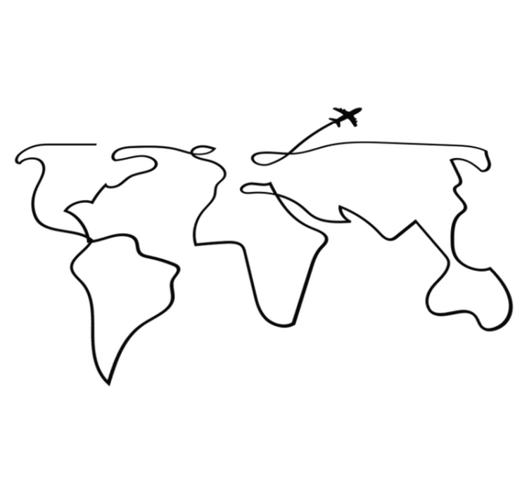 세계 지도 비닐 카펫 세계 지도 비행기 - TenStickers