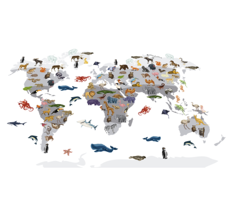 세계 지도 비닐 카펫 북유럽 스타일 세계 지도 벽 스티커 - TenStickers