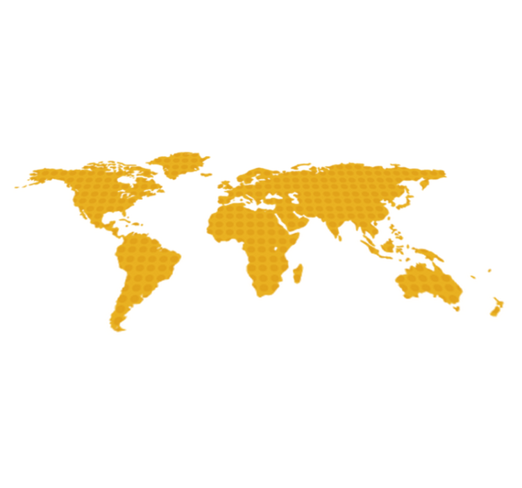 세계 지도 비닐 카펫 노란색 점이 있는 세계 지도 비닐 카펫 - TenStickers