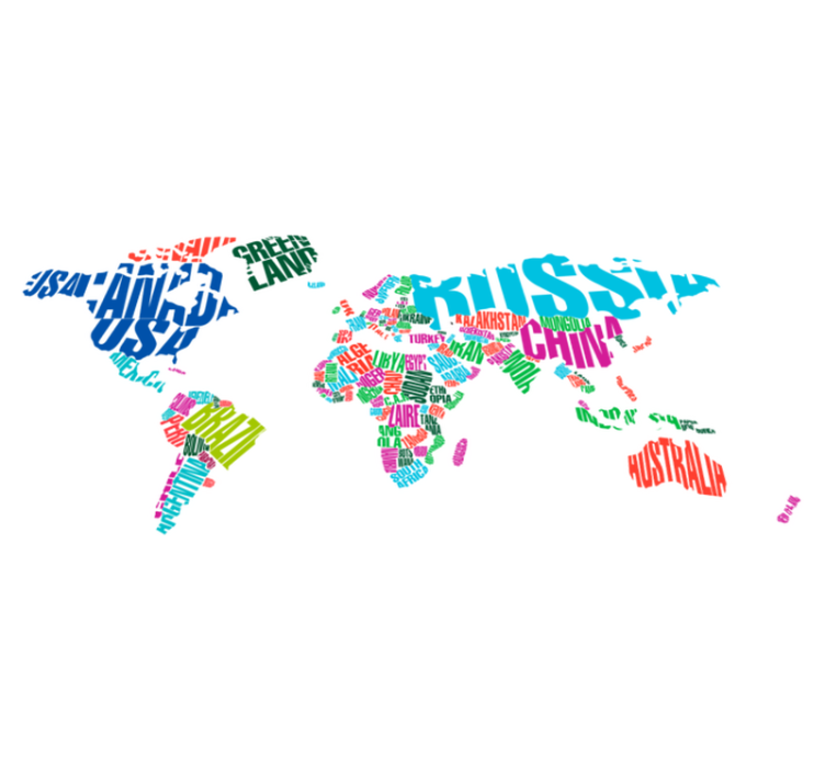 세계 지도 비닐 카펫 색깔 있는 나라 지도 - TenStickers