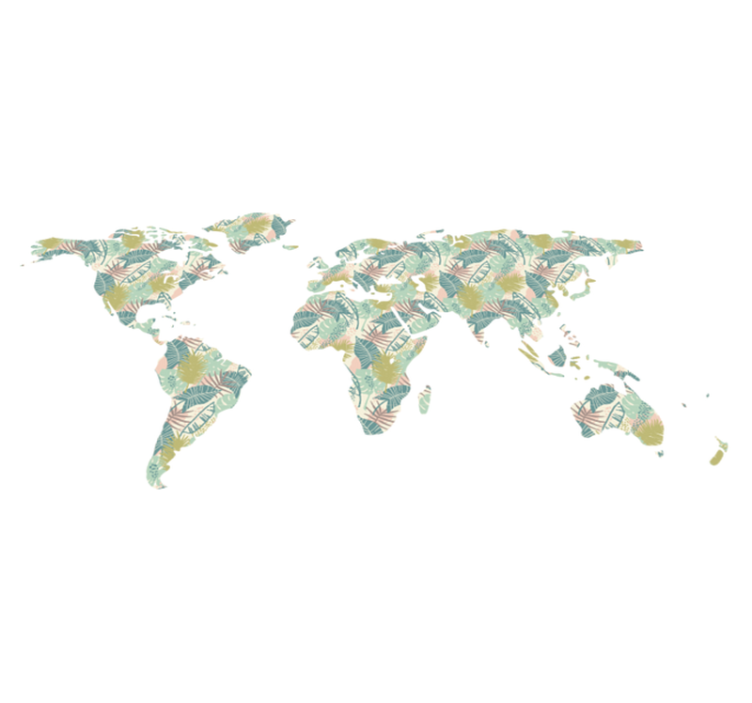 세계 지도 비닐 카펫 열대 세계지도 - TenStickers