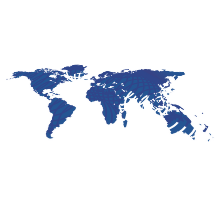 세계 지도 비닐 카펫 파란색 파도 무늬 세계지도 - TenStickers