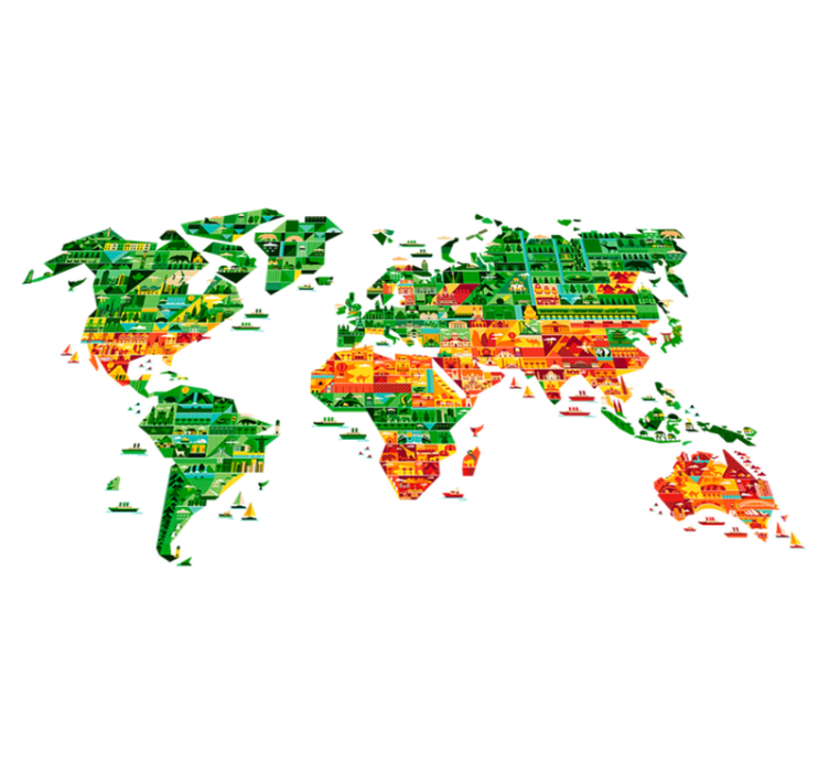 세계 지도 비닐 카펫 기하학적 세계 지도 장식 비닐 - TenStickers